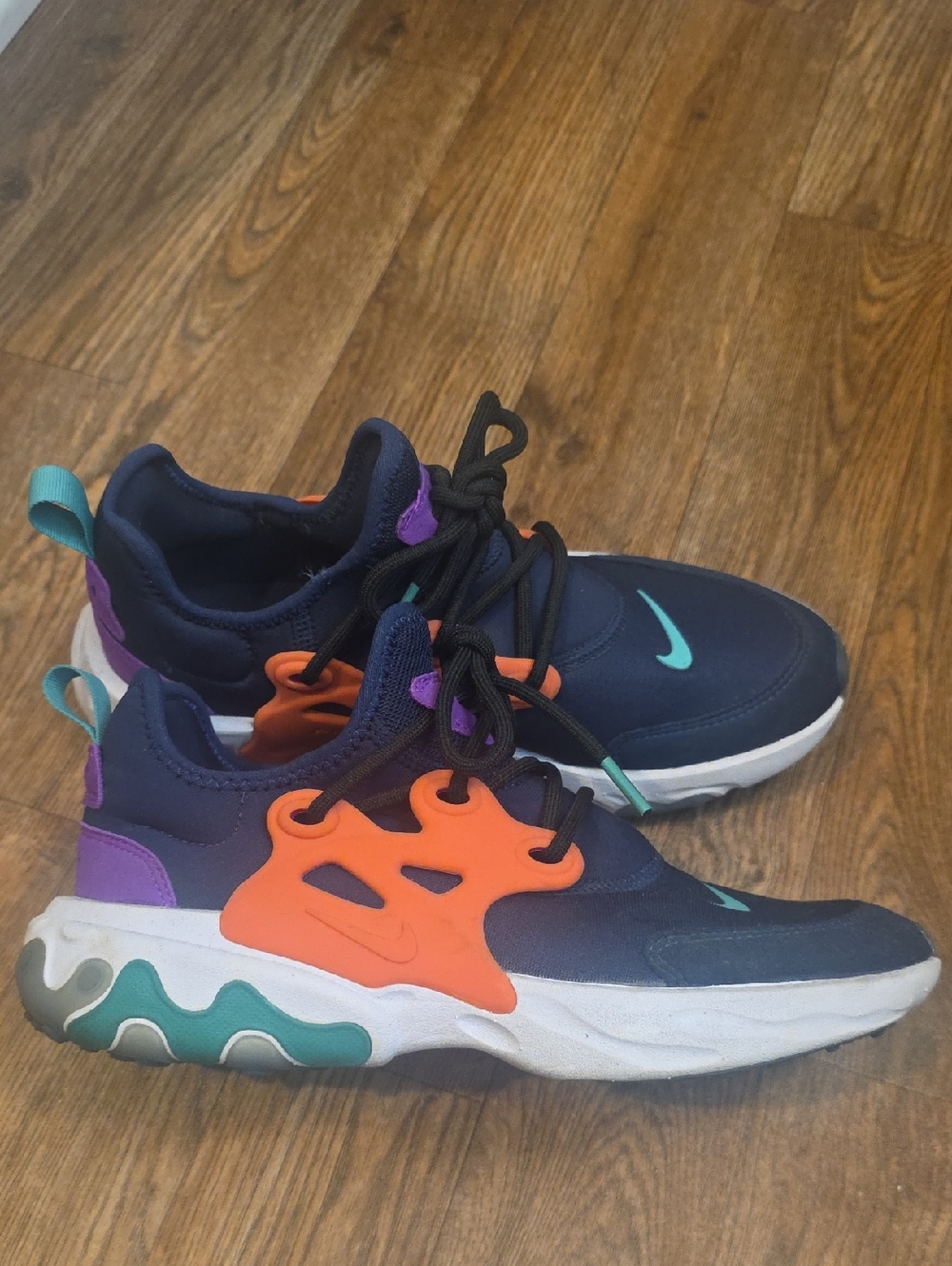 Nike Kids Navy Sneakers with Teal, Orange & Purple Accents
